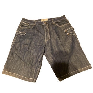 DNM Official Seven VII Mens 42W Denim‎ Shorts Blue Thick Thread Hip Hop